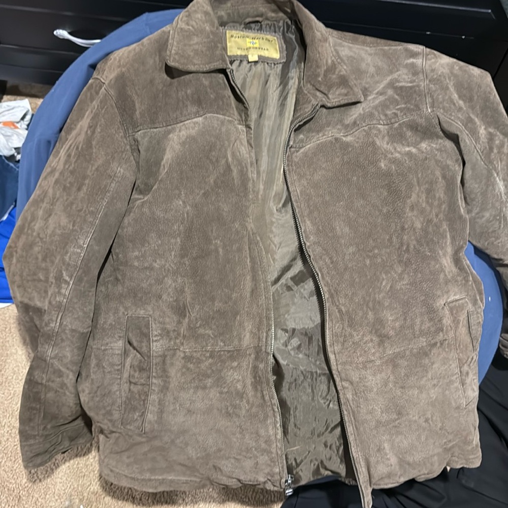 Boston Harbour Outdoor Suede Leather Jacket L Coat Mens Dark Brown